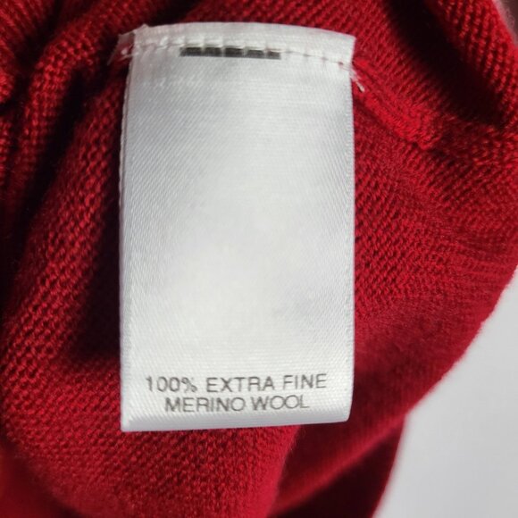 Turnbury Merino Wool Sweater Men's Large Red V Neck Warm Cabincore Preppy - Picture 7 of 8